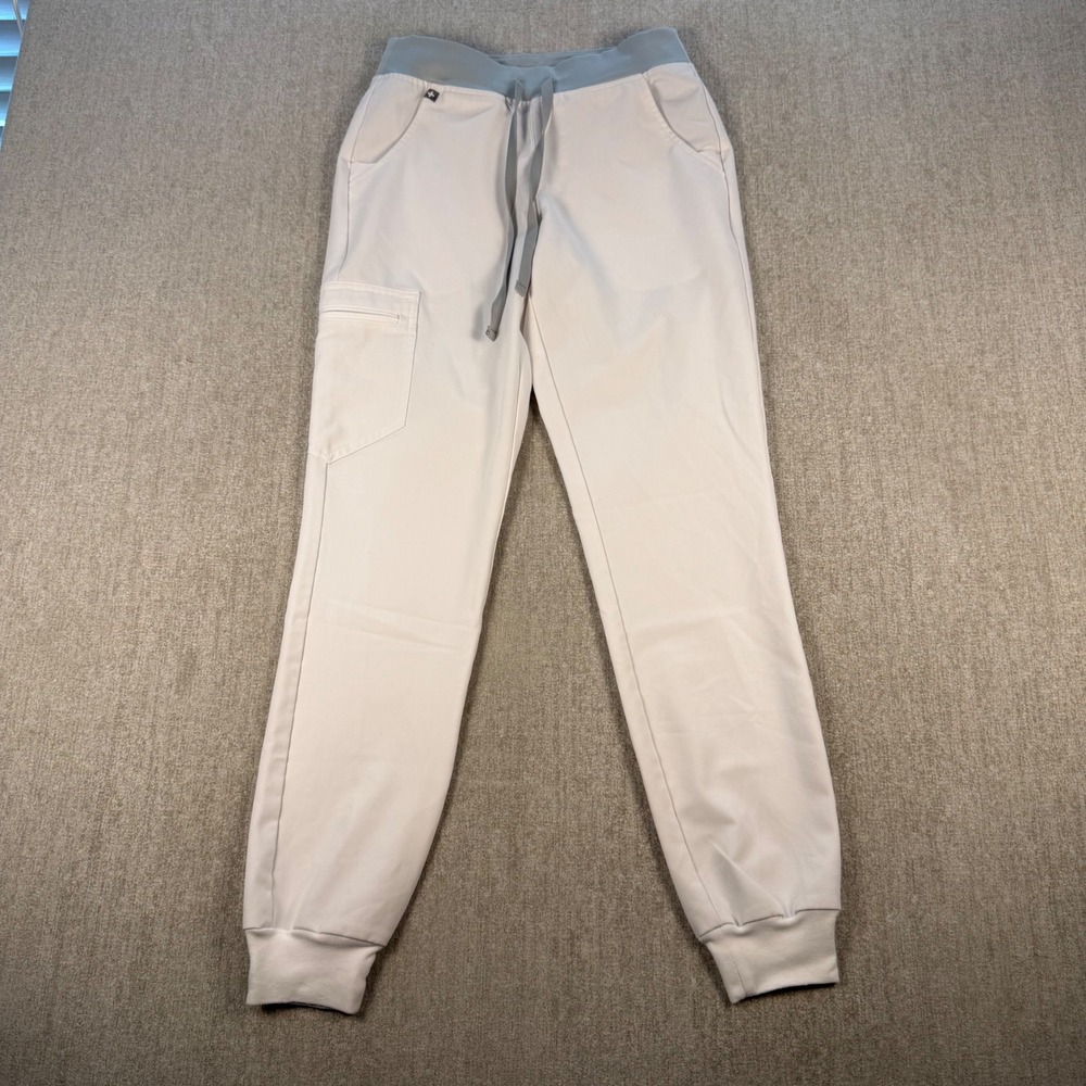 FIGS Jogger Scrub Pants Womens XS Tall White Gray Zamora Cargo Pocket W22SW2040T